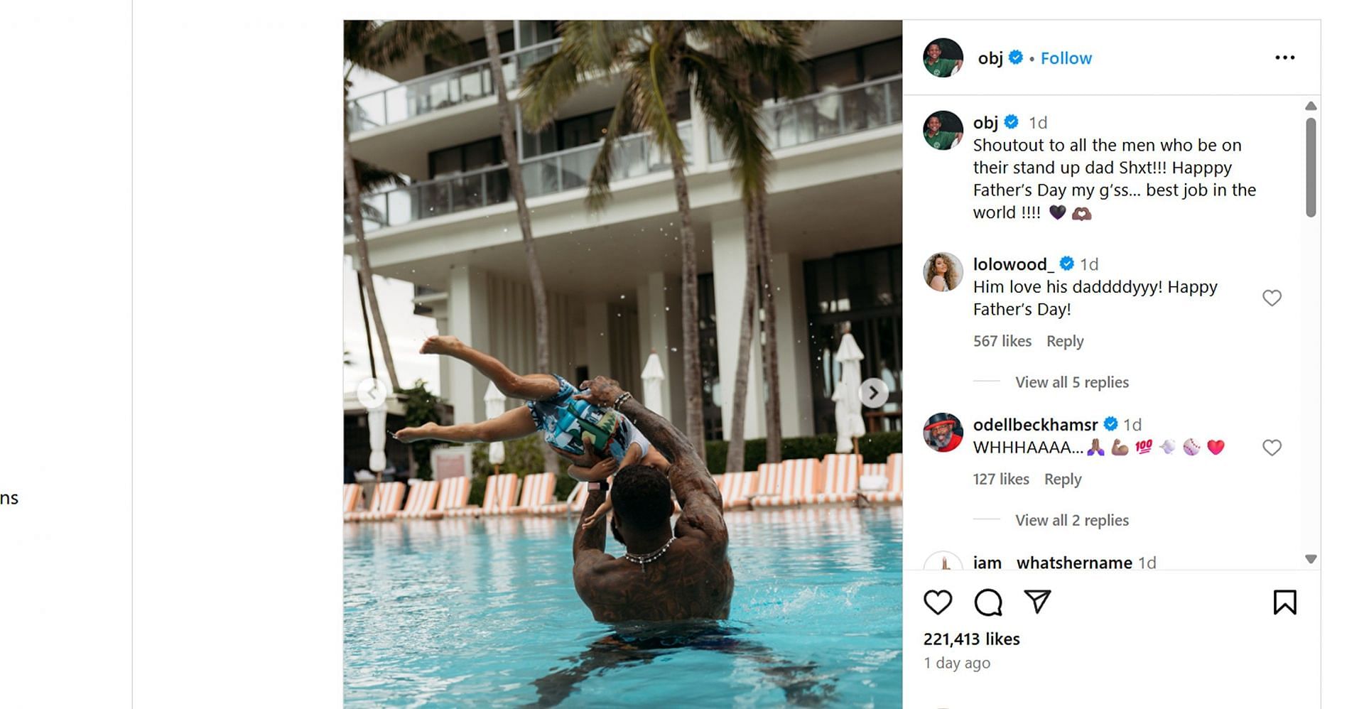 Odell Beckham Jr receives heartfelt message from ex-gf Lauren Wood for Father's Day/@obj